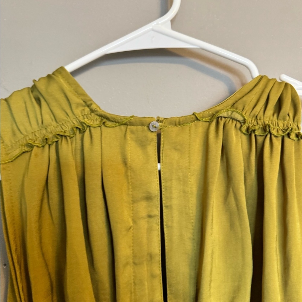 Free People Light Green Sleeveless Top Blouse with Elegant Detail Detail and Bow - Picture 9 of 13